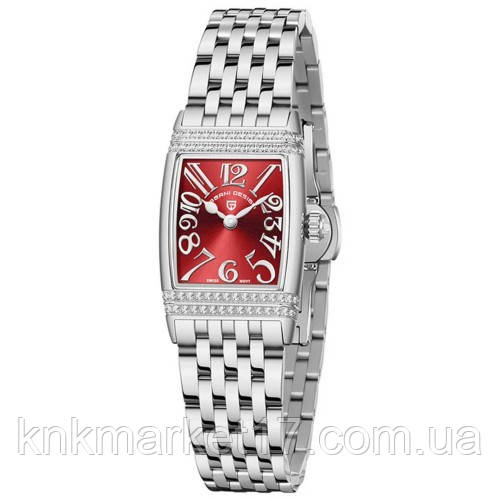 Жіночий кварцовий годинник із сапфіровим склом Pagani Design PD-1737 Silver-Red