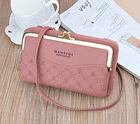 Женская маленькая сумочка клатч на плечо, мини сумка кошелек для телефона Розовый "Lv"