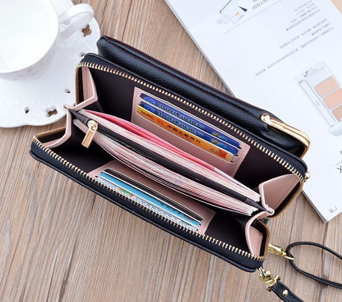 Маленькая женская сумочка клатч на плечо, мини сумка кошелек для телефона с ремешком Розовый "Lv" - фото 3 - id-p1969529751