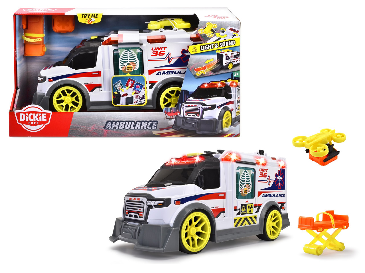 Машинка Dickie Toys Швидка допомога з аксесуарами, зі світловими та звуковими ефектами 41см (3307003)