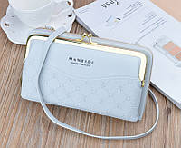 Женская маленькая сумочка клатч на плечо, мини сумка кошелек для телефона Серый "Lv"