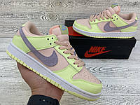 Женские низкие кроссовки Dunk SB Nike Air Jordan 1 Low розовые, салатовые Найк Аир Ажордан 1 Лов Вьетнам