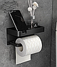 Тримач для туалетного паперу з поличкою для телефону Black, фото 2