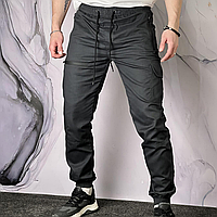 Демисезонные штаны "GRID" на резинках S-XXL, Графитовые XL / Спортивные штаны коттоновые с множеством карманов