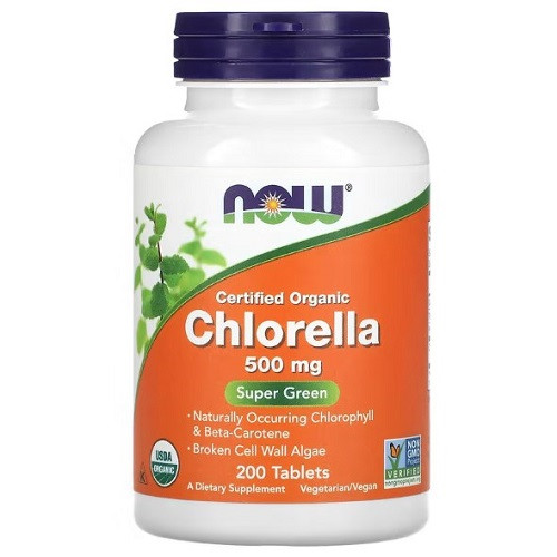 Вітаміни та мінерали Now Chlorella 500 mg (200 таблеток.), фото 1