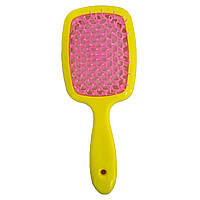 Расческа для длинных волос 193 Желто-розовая, расческа для распутывания волос | гребінець для волосся (TOP)