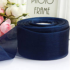 Стрічка з органзи, 5 см, темно-синій