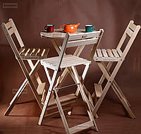 Высокий набор кофейный столик и три стула, раскладной. Барный стол складной, стул складной. Цена за комплект.
