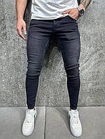Стрейчевые серые джинсы мужские зауженный, Мужские турецкие джинсы slim fit серого цвета на весну - осень