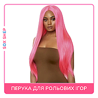 Парик для ролевых игр неоновый розовый Leg Avenue Long straight center part wig neon pink длинные волосы