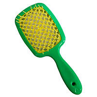 Расческа для укладки волос 193 Зелено-желтая, массажная расческа для волос продувная | щітка для волосся (TO)