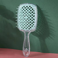 Массажная щетка для волос Superbrush Прозрачно-мятная, продувная расческа для волос - щітки для волосся (TO)