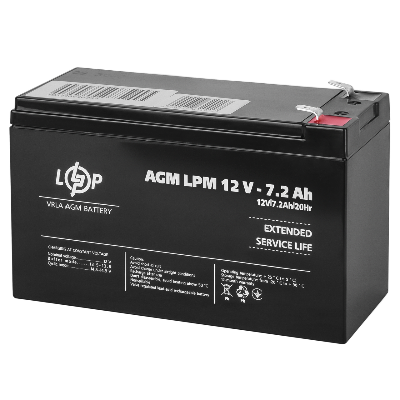 Аккумулятор AGM LPM 12V 7.2 Ah свинцово-кислотный - фото 2 - id-p1969536386