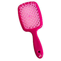 Массажная щетка для волос продувная 193 Малиново-розовая, массажная расческа | щітка для волосся (GK)