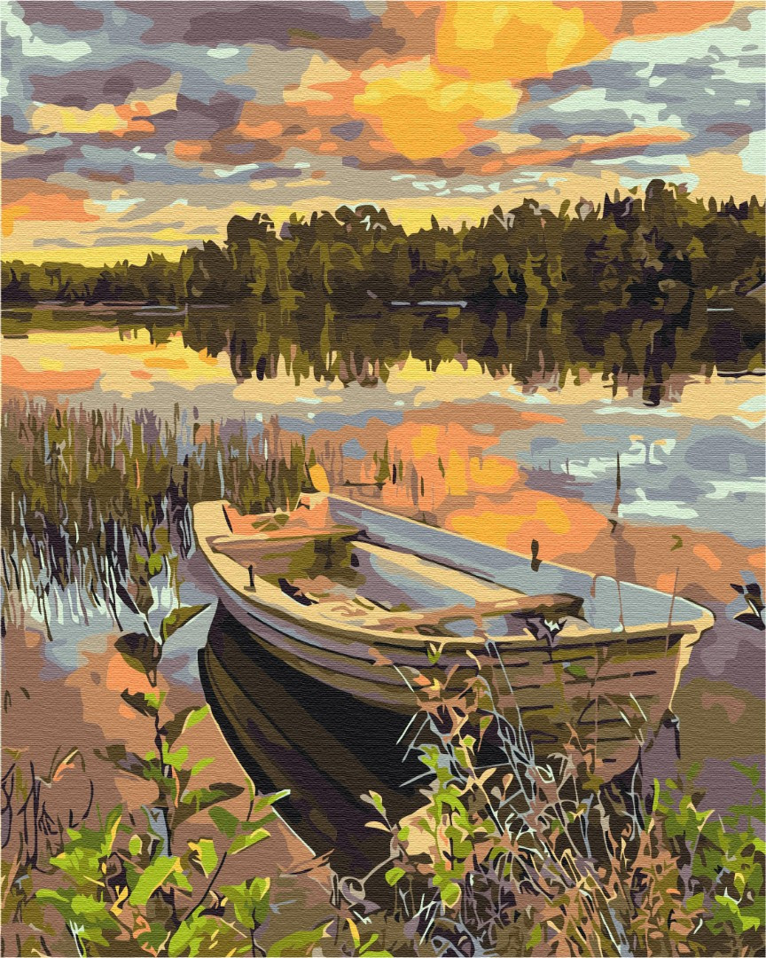 Картина за номерами 40×50. Човен на річці. Brushme