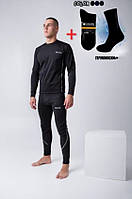 Термобелье из флиса для спорта тренировок термо-одежда для мужчин лучшее Черный XL
