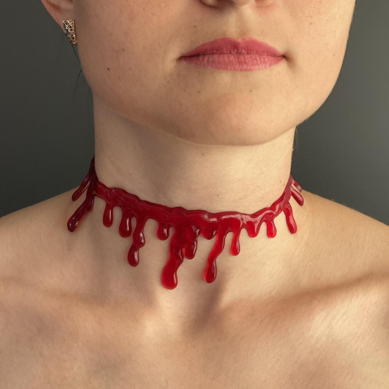 Чокер "Кривавий" на Хелловін, Кровавый ошейник на хэллоуин, фото 1