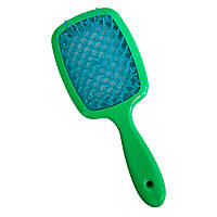 Расческа для мокрых волос 193 Зелено-синяя, массажная щетка для головы продувная | гребінь для волосся (GA)