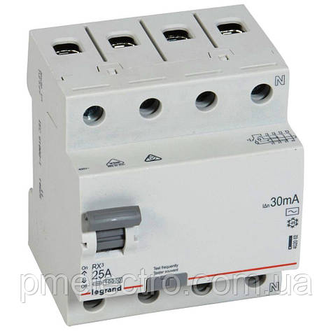Дифлреле ВДТ (УЗО) 4П 25А 30 мА -AC Legrand RX3 402062, фото 1