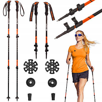 Трекінгові палиці Mountain Goat Peak+ 60-135 см Black/Orange (P-5907739318275)