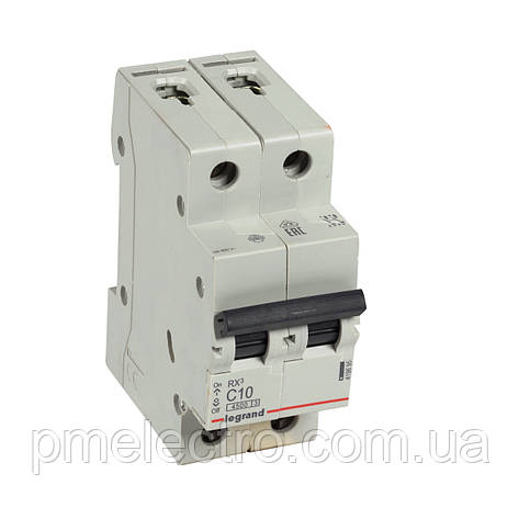 Автоматичний вимикач 2П С 10А 4,5 кА Legrand RX3 419695, фото 1