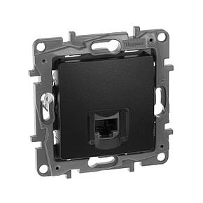 Розетка компютерна RJ45 Категорії 5е UTP Legrand Etika Антрацит (672641), фото 1