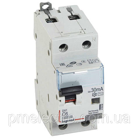 Дифавтомат 1П+Н C 6A 30mA-AC Legrand DX3 410999, фото 1