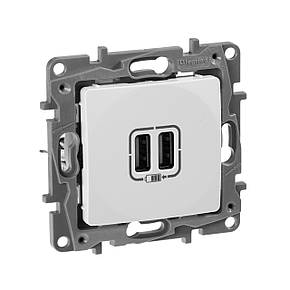 Механізм розетки для зарядки 2хUSB, Білий, Legrand Etika 672294, фото 1