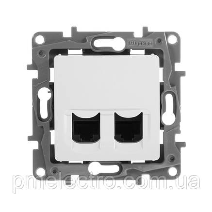 Подвійна комп'ютерна розетка RJ45 Категорії 5Е UTP Legrand Etika Білий (672255), фото 3