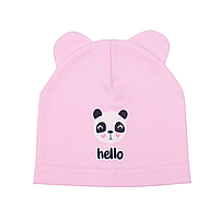 Светло розовая Шапка легкая весенняя детская от 6 7 8 9 месяцев, Дитяча шапочка з вушками