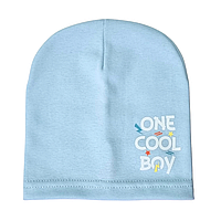 Светло голубая Детская Трикотажная шапка 3-4 года 5 лет для мальчика, Тонкие демисезонные детские шапки