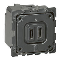 Механізм зарядного пристрою USB, з двома роз'ємами: тип C/тип C, Legrand Céliane 067466