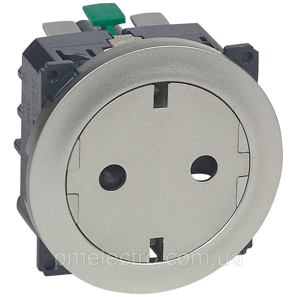 Розетка плоска Legrand Céliane із заземленням 2К+З Титан (067167)