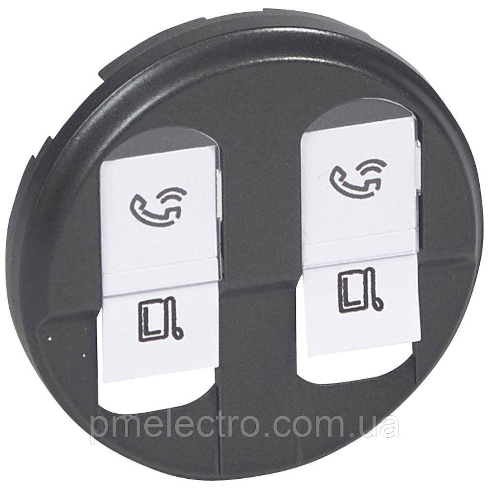 Лицьова панель подвійний комп'ютерної розетки, Графіт, Legrand Céliane 067952