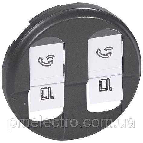 Лицьова панель подвійний комп'ютерної розетки, Графіт, Legrand Céliane 067952, фото 1