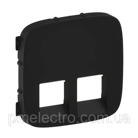 Лицьова панель для розетки RJ11 і RJ45 Legrand Valena Allure Чорний 755428, фото 1