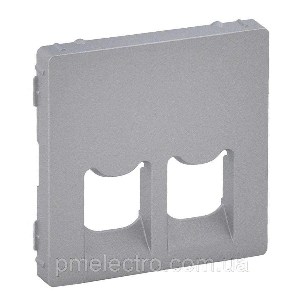 Лицьова панель для розетки подвійний RJ11 і RJ45 Legrand Valena Life Алюміній (755422)