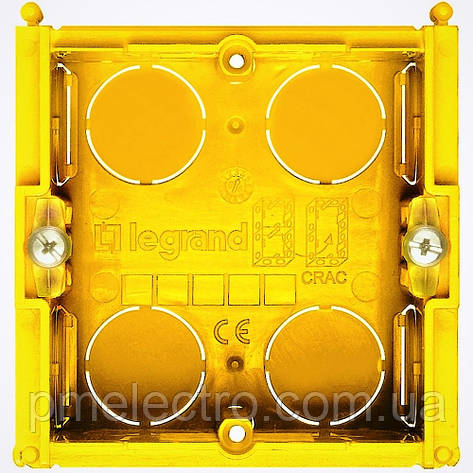 Монтажна коробка 2 модулі, 70 x 70, Жовтий, Legrand Bticino LivingLight 502E, фото 1
