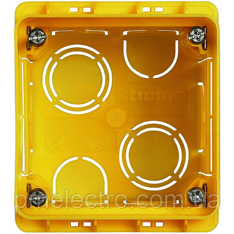 Монтажна коробка 2 модулі, Жовтий, Legrand Bticino Axolute Eteris 502W, фото 1