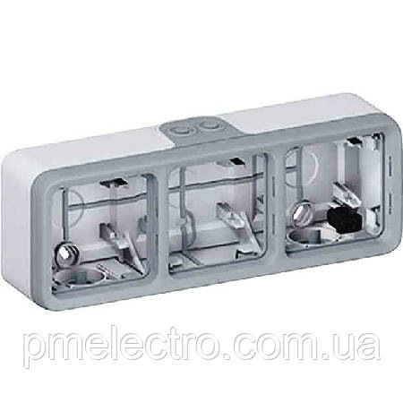 Монтажна коробка накладна IP55, 3-поста, Сірий, Legrand Plexo 69680, фото 1