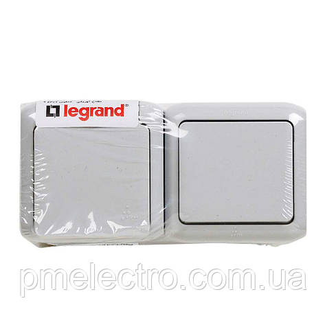 Розетковий блок: розетка 2К+З і вимикач 1-кл, 16 A, IP44, 250B, Сірий, Legrand Forix 782391, фото 1