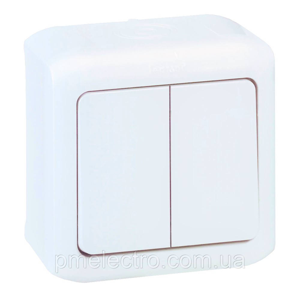 Вимикач 2-кл.10A, IP44, Білий, Legrand Forix 782362