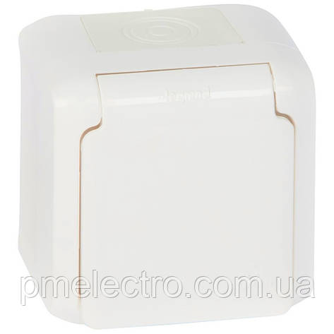Розетка з шторками та захисною кришкою 2К+З, 16A, IP44, 250B, Білий, Legrand Forix 782373, фото 1