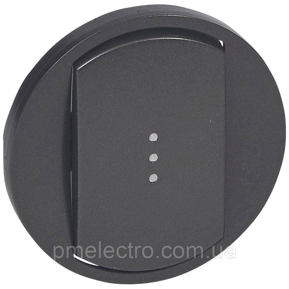 Лицьова панель вимикача 1-клавішного з підсвічуванням, Графіт, Legrand Céliane 067903