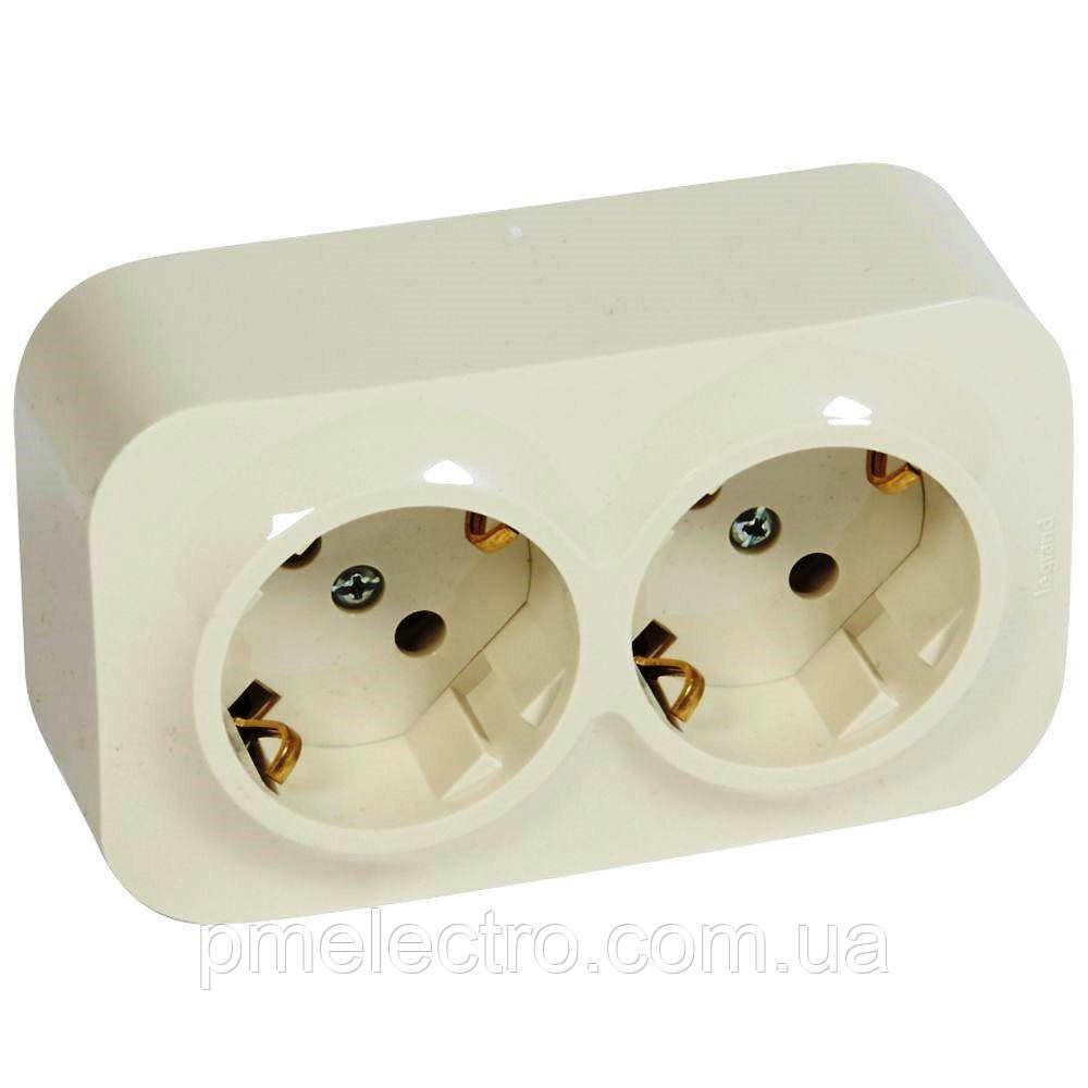 Розетка подвійна 2К+З, 16A, 250B, Слонова кістка, Legrand Forix 782443