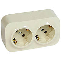 Розетка подвійна 2К+З, 16A, 250B, Слонова кістка, Legrand Forix 782443