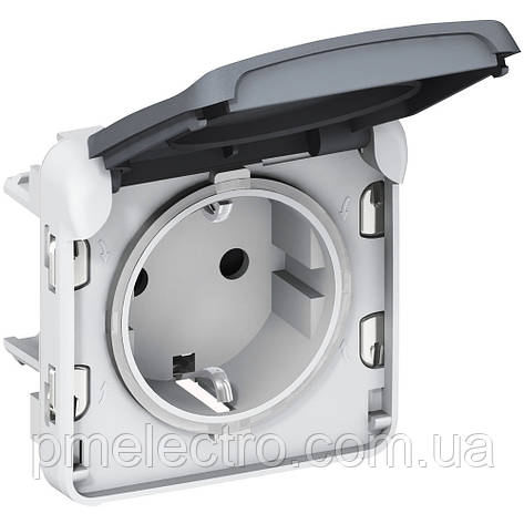 Розетка із захисною кришкою 2К+З, 16A, 250B, IP55, Сірий, Legrand Plexo 069571, фото 1