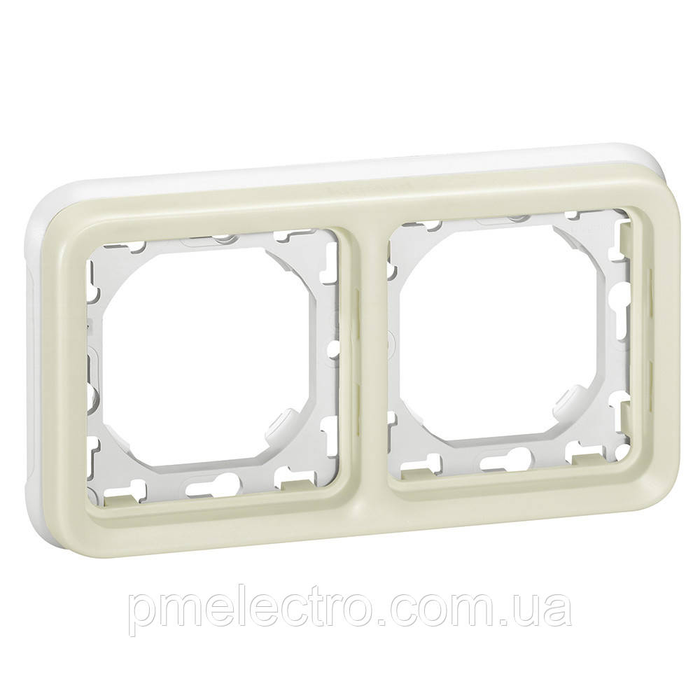 Двомісний супорт з рамкою Білий, Legrand Plexo 069694