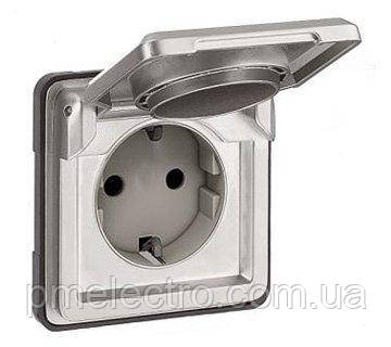 Розетка з шторками і захисною кришкою 2К+З, 16A, 250B, IP55, Білий, Legrand Soliroc 77835
