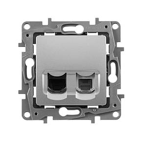 Подвійна розетка RJ11+RJ45 Категорії 5Е UTP Legrand Etika Алюміній (672452), фото 3